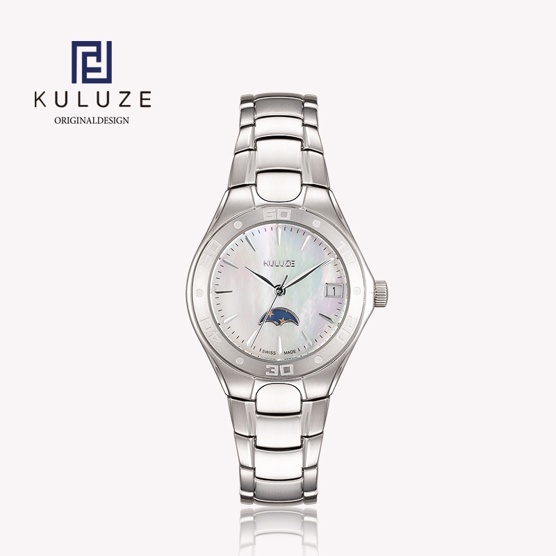 Women Accessories Display - Kuluze-女性用チタン時計,セラミックスイノダルウォッチ,クォーツ,動き,月,高級ブランド,ファッション,708