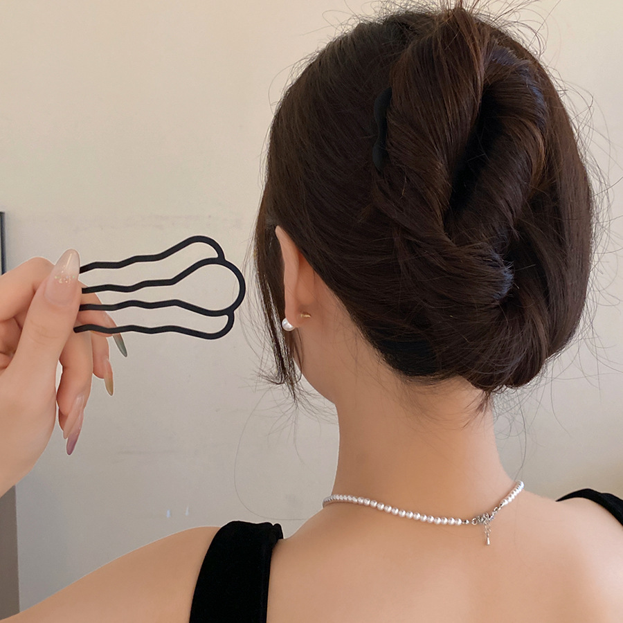 メタルU字型ヘアフォークコーム シンプルな後頭部ヘアピンクリ - Hair Fork Stick のレビューと価格