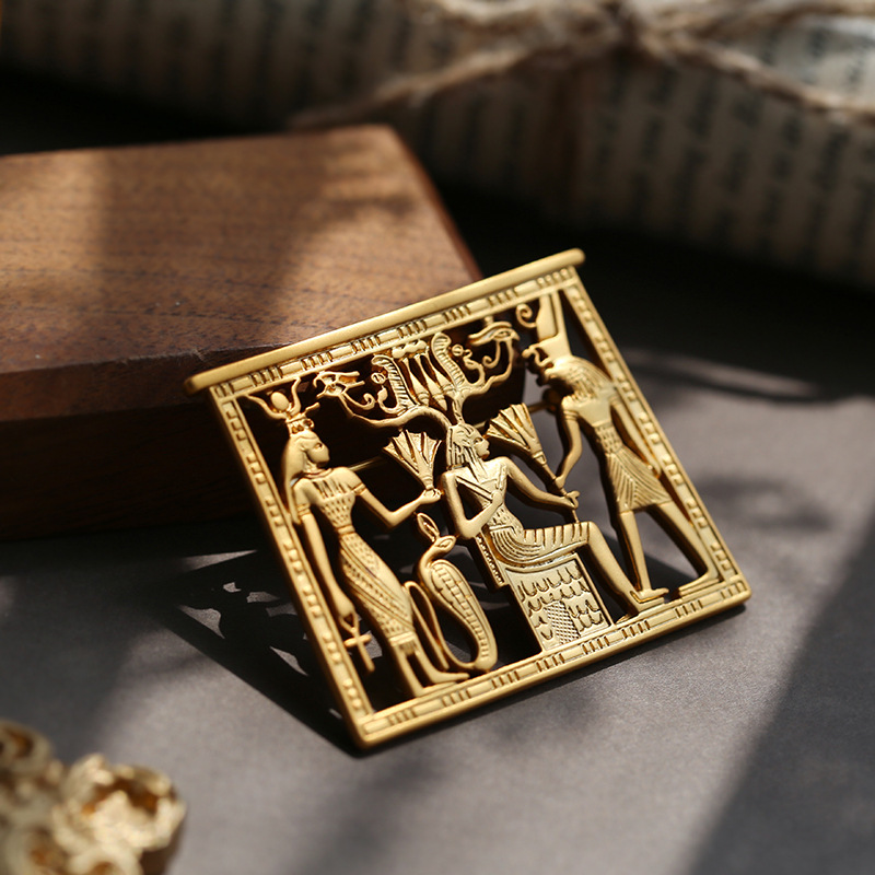 クラシック女性男性中空正方形エジプトのファラオバッジブローチ - Women Accessories Egypt のレビューと価格
