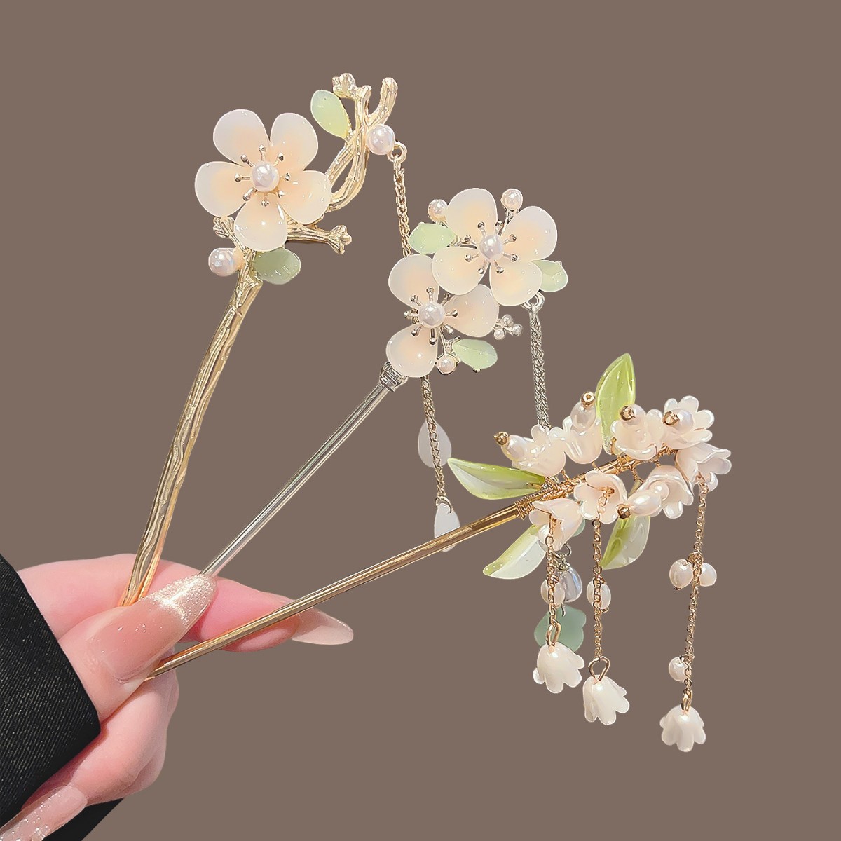 ヴィンテージ中国風タッセルヘアピン、バレリーナリリーフラワー - Hair Fork Stick のレビューと価格