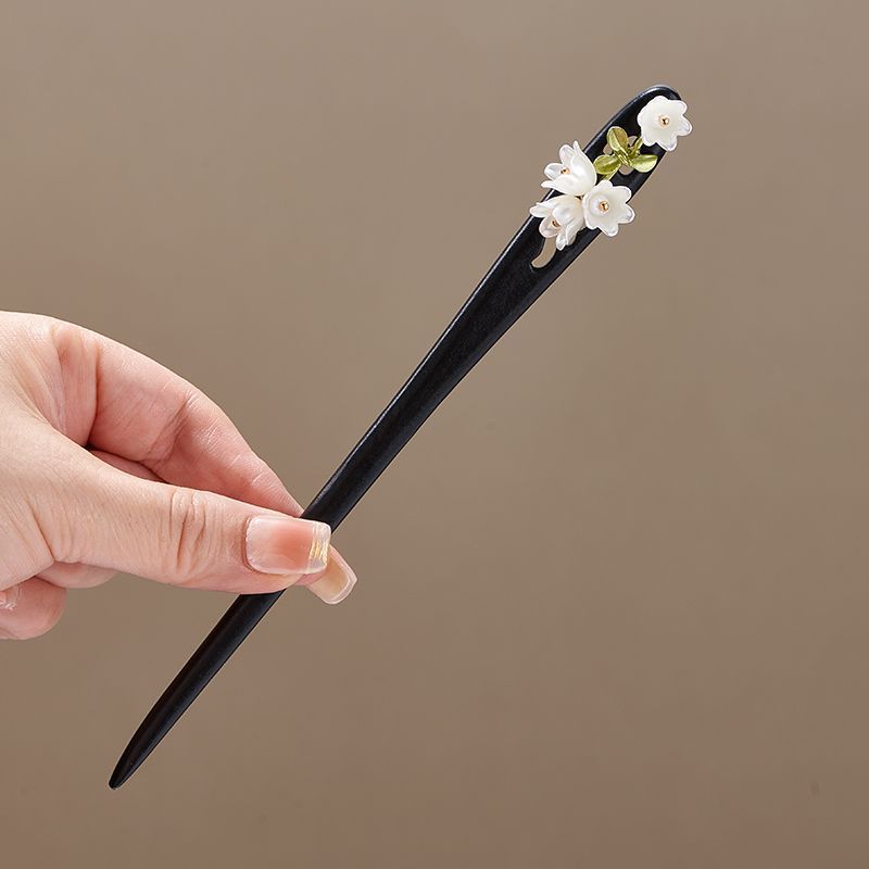 スズランの花の葉模造パールロングフリンジアクリルヘアスティッ - Hair Fork Stick のレビューと価格