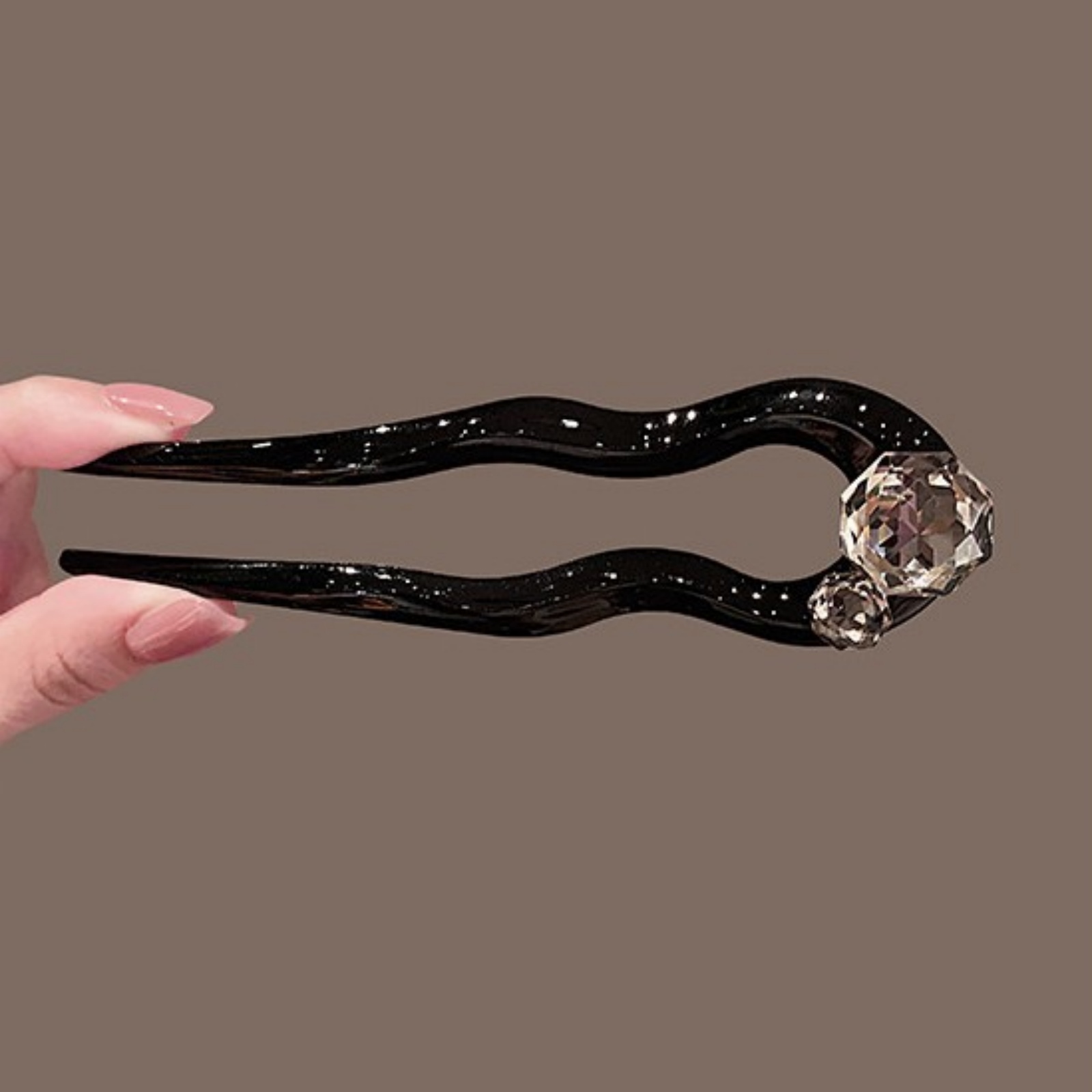 1PC クリスタルヘアフォーク、ラインストーン付きブラックエ - Hair Fork Stick のレビューと価格