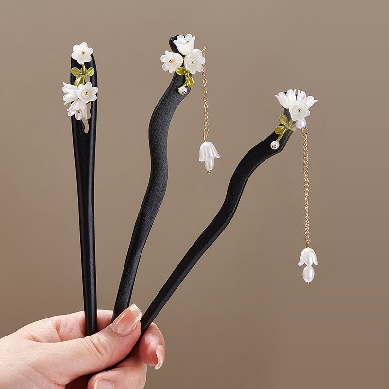 木製フラワーヘアピンヴィンテージ Convallaria M - Hair Fork Stick のレビューと価格