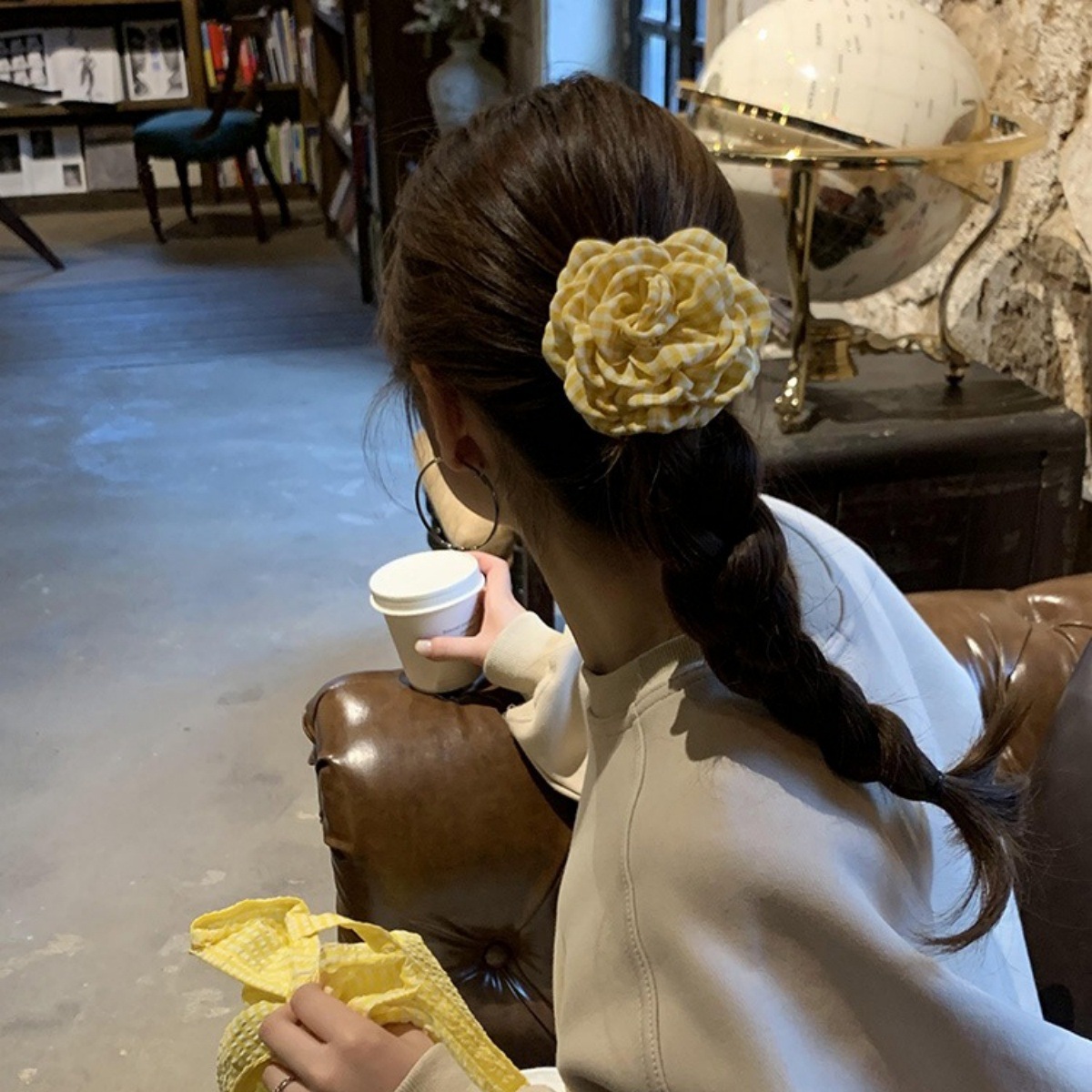 女性のヘア爪クリップ市松模様のイエローローズ絶妙なグラブクリ - Women'S Yellow Accessories のレビューと価格