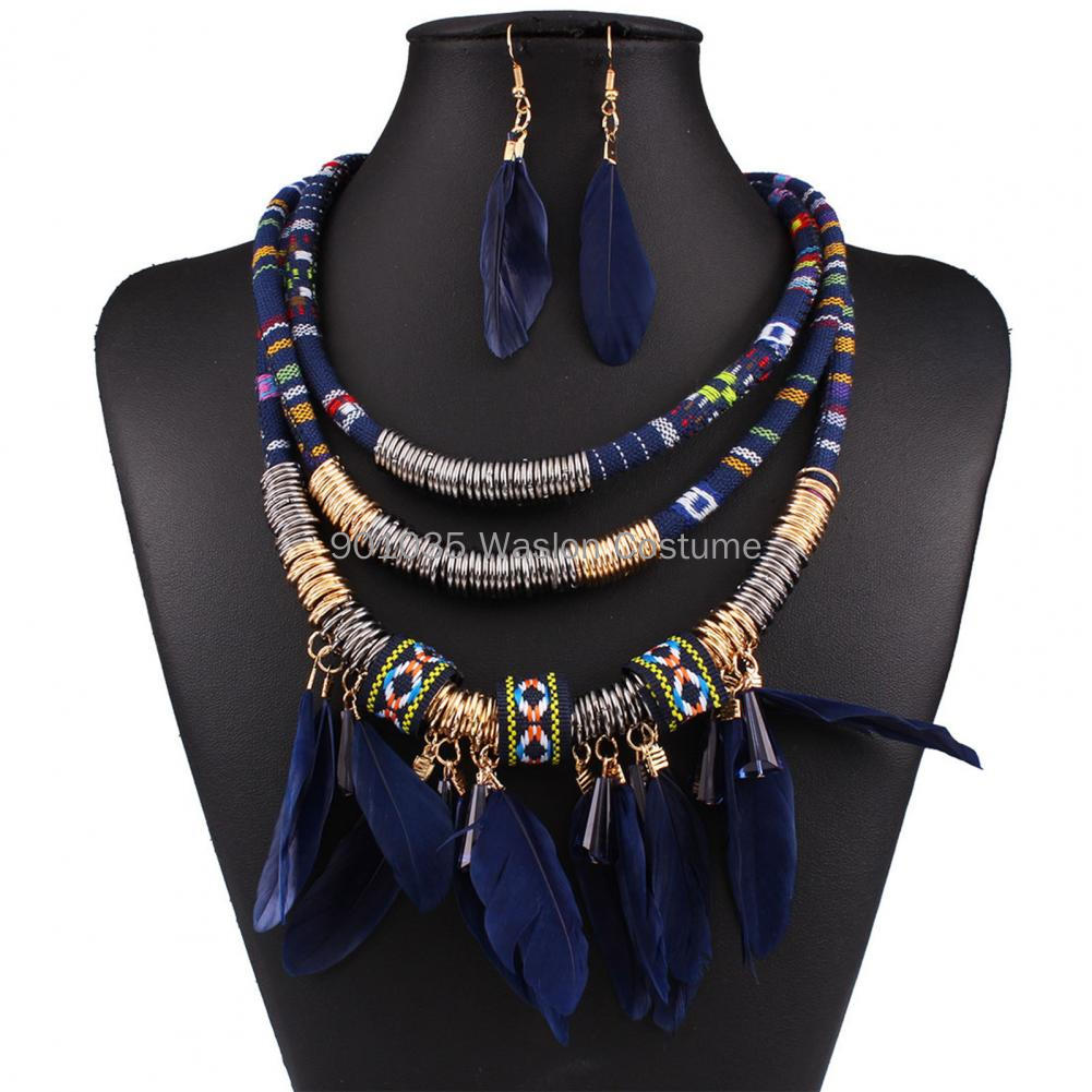 Egyptianフェザータッセルネックレスとイヤリングセット - Women Accessories Egypt のレビューと価格
