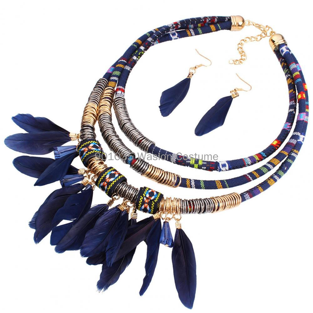 Egyptianフェザータッセルネックレスとイヤリングセット - Women Accessories Egypt のレビューと価格