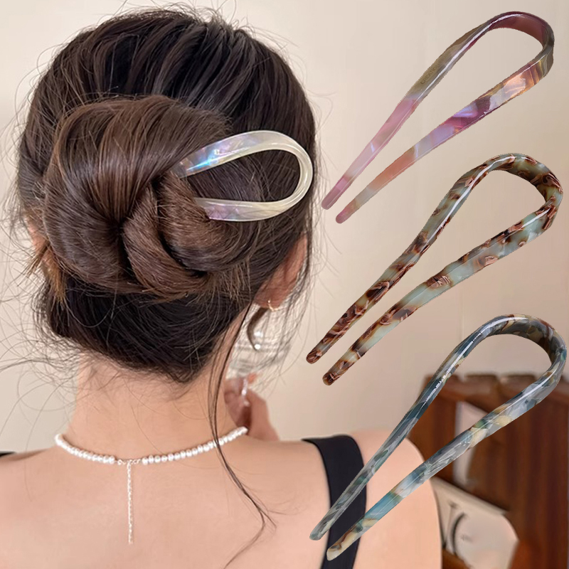 U字型ヘアスティック アセテート アクリル ヘアフォーク ヘ - Hair Fork Stick のレビューと価格