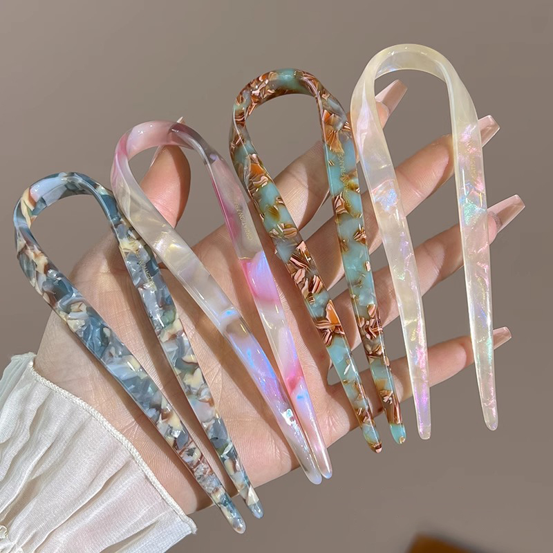 U字型ヘアスティック アセテート アクリル ヘアフォーク ヘ - Hair Fork Stick のレビューと価格