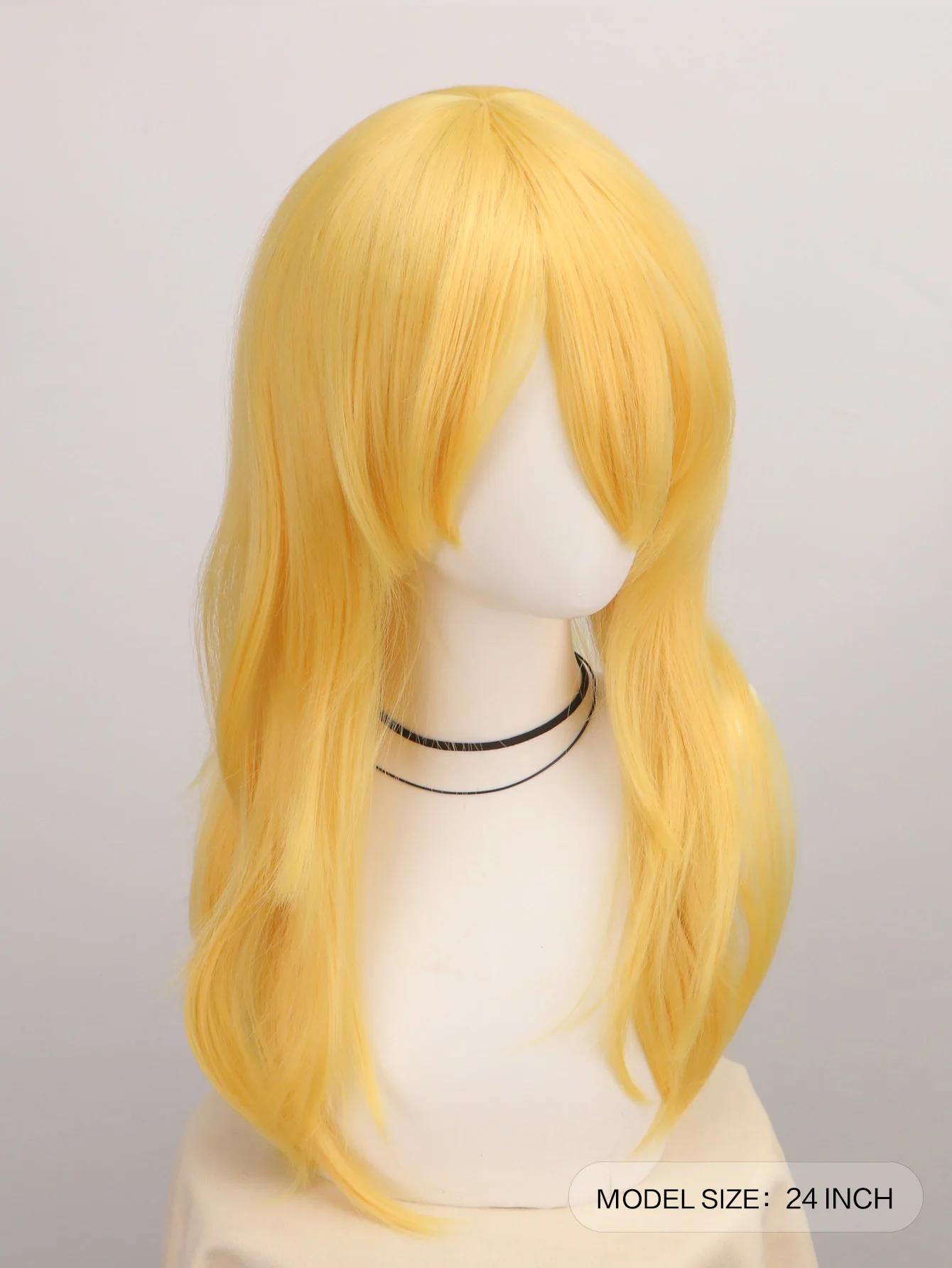 黄色の長い大きな波状カーリーコスプレパーティーウィッグ前髪付 - Women'S Yellow Accessories のレビューと価格