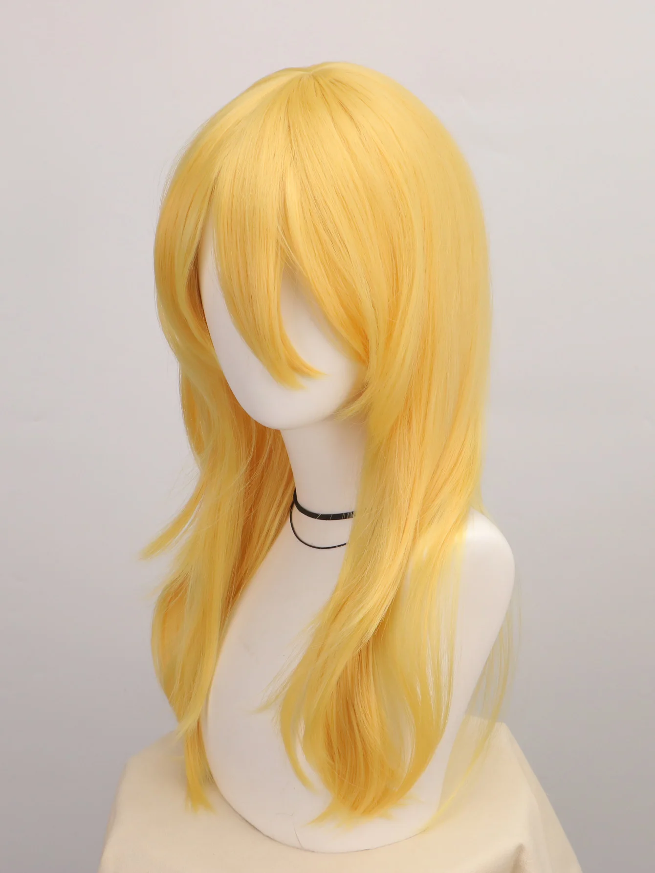 黄色の長い大きな波状カーリーコスプレパーティーウィッグ前髪付 - Women'S Yellow Accessories のレビューと価格