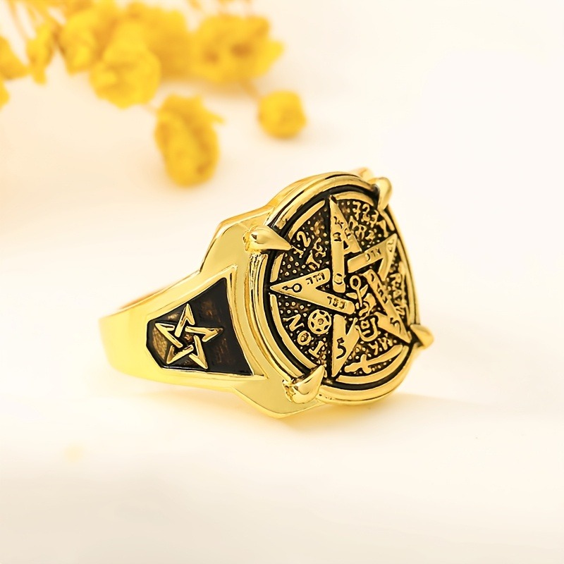 単一の古代エジプトの五芒星とヘブライ文字のシンボルリング - - Women Accessories Egypt のレビューと価格