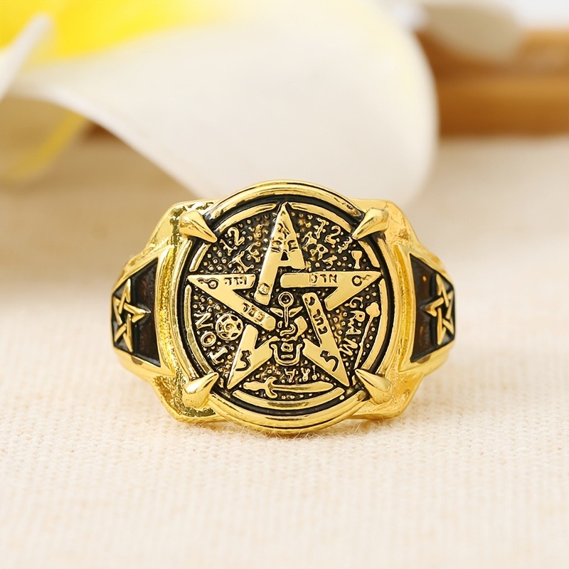 単一の古代エジプトの五芒星とヘブライ文字のシンボルリング - - Women Accessories Egypt のレビューと価格