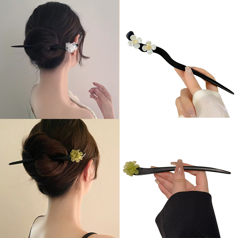 ヴィンテージ中国風の木製花ヘアスティックパールヘアピンジュエ - Hair Fork Stick のレビューと価格