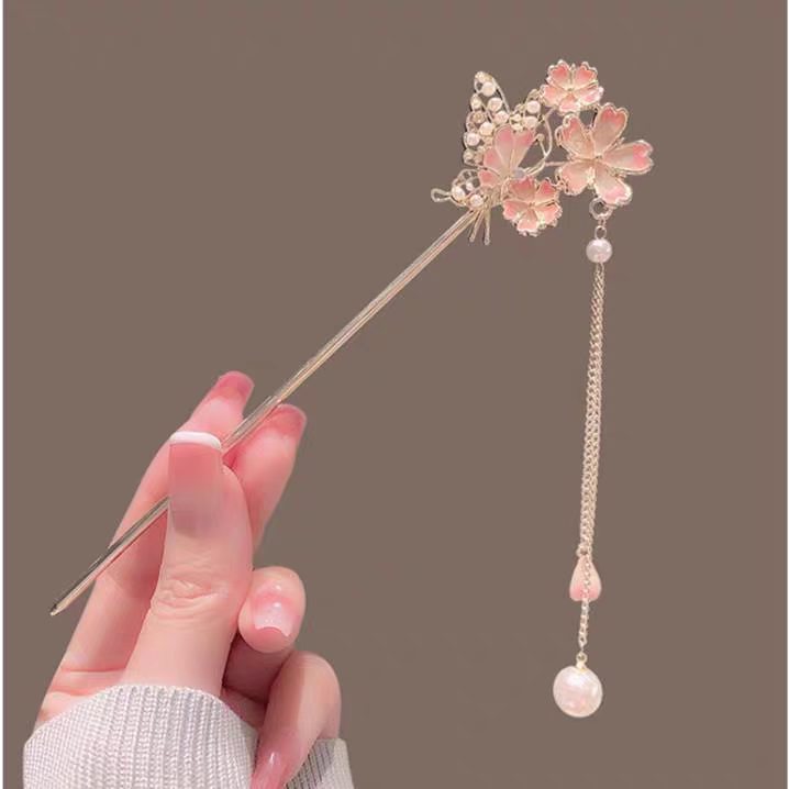 高級感のある桜のヘアピン、漢服のヘアピン、タッセルヘアピン、 - Hair Fork Stick のレビューと価格