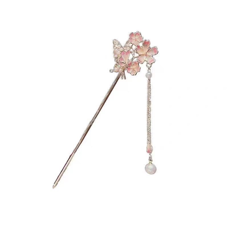 高級感のある桜のヘアピン、漢服のヘアピン、タッセルヘアピン、 - Hair Fork Stick のレビューと価格