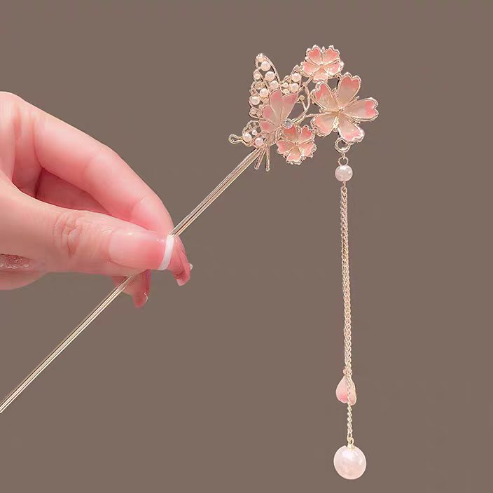高級感のある桜のヘアピン、漢服のヘアピン、タッセルヘアピン、 - Hair Fork Stick のレビューと価格