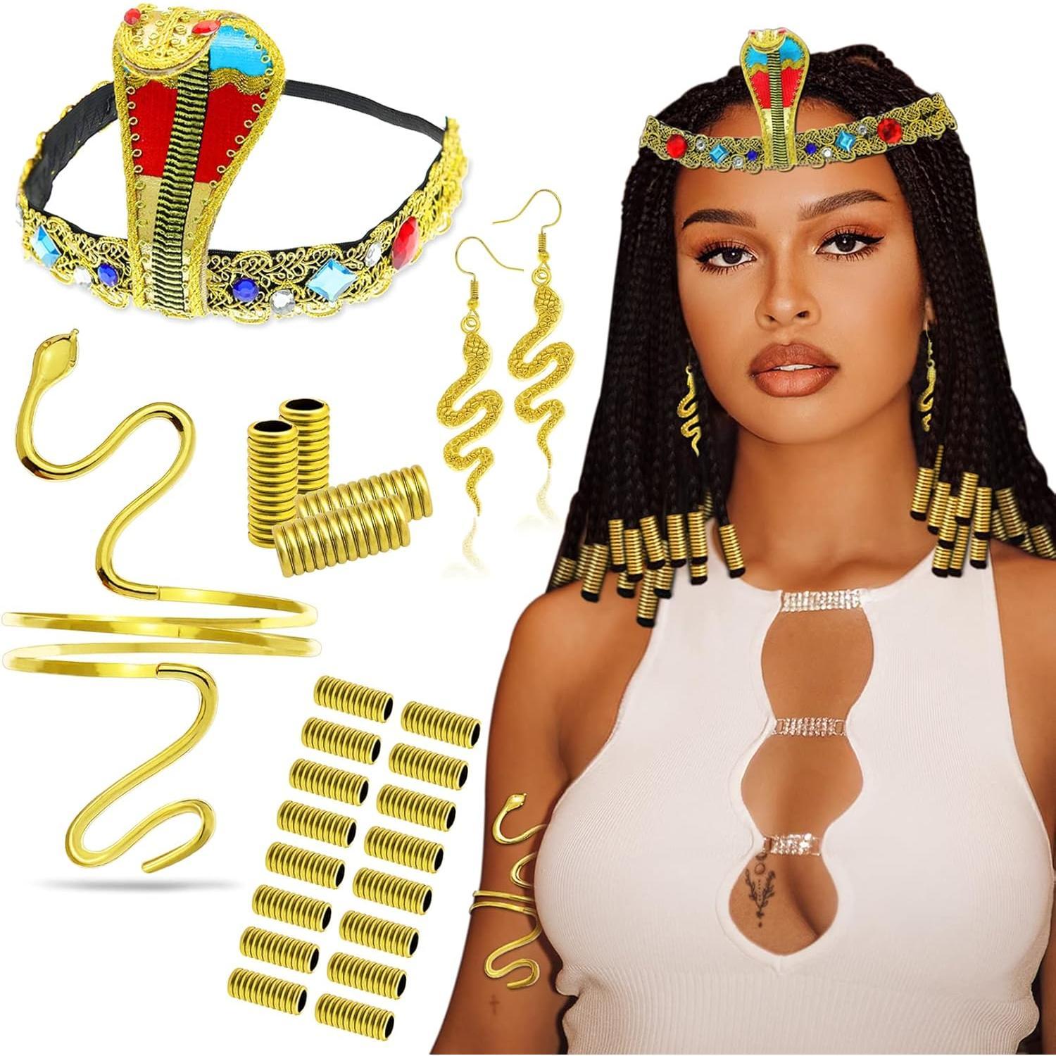 エジプトクレオパトラコスチュームアクセサリーヘビかぶとゴール - Women Accessories Egypt のレビューと価格