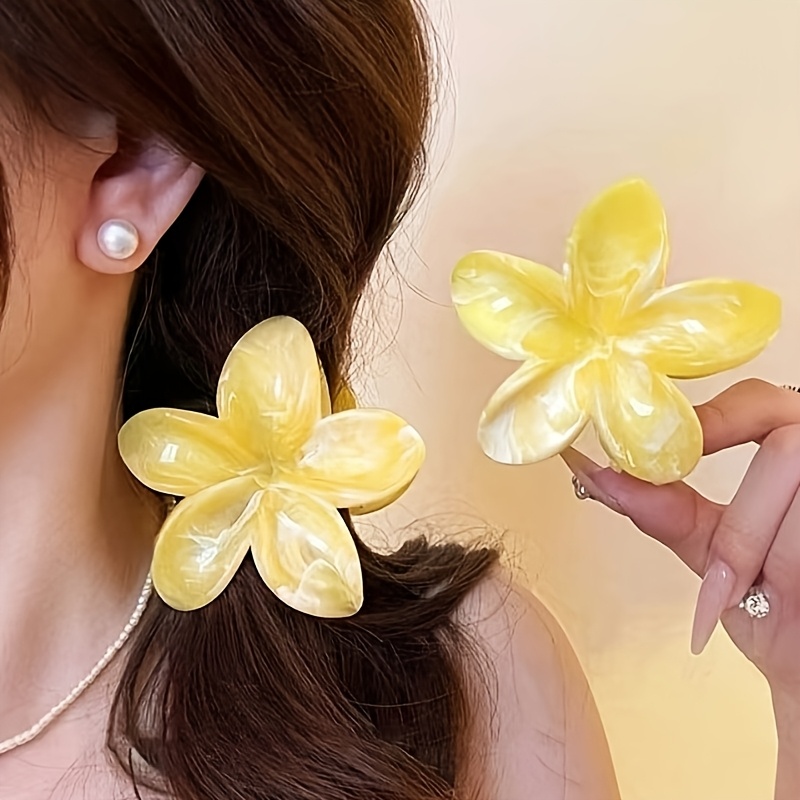 2個セット ファッション感のある黄色の大理石模様のアクリル製 - Women'S Yellow Accessories のレビューと価格