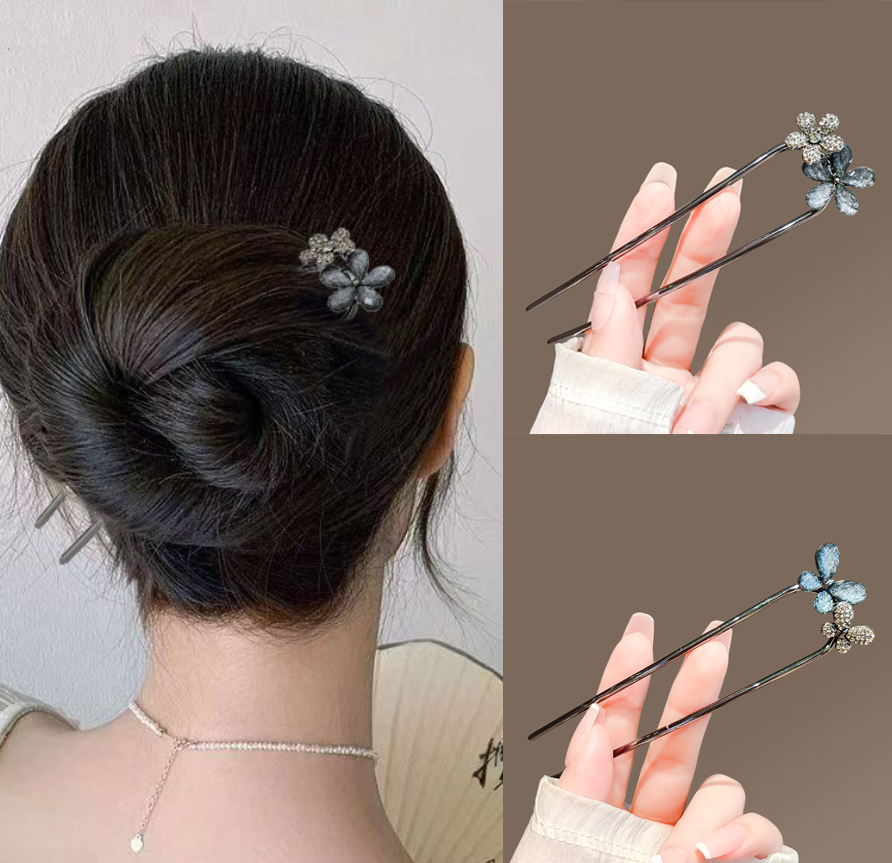 ヴィンテージ花蝶ヘアスティック女性女の子用メタル U 字型ヘ - Hair Fork Stick のレビューと価格