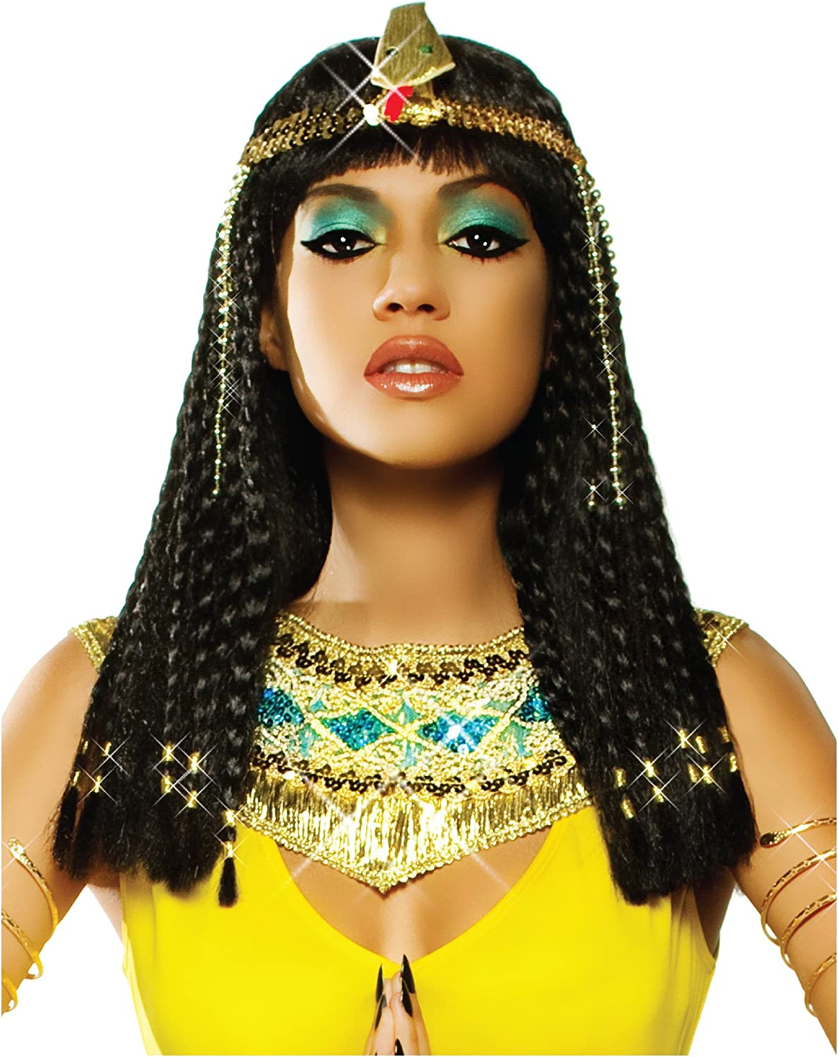 クレオパトラウィッグ女性エジプト女王黒髪ゴールドビーズクレオ - Women Accessories Egypt のレビューと価格