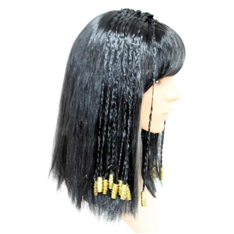 クレオパトラウィッグ女性エジプト女王黒髪ゴールドビーズクレオ - Women Accessories Egypt のレビューと価格