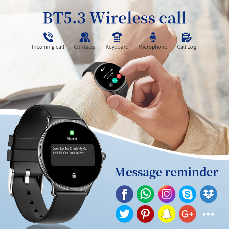 LIGE 超薄型ファッションスマートウォッチ女性画面常に時間 - Women Accessories Display のレビューと価格
