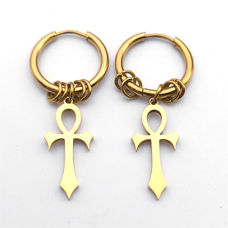 女性のためのエジプトの十字架のお守りイヤリング,e1714s - Women Accessories Egypt のレビューと価格