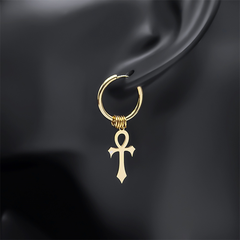 女性のためのエジプトの十字架のお守りイヤリング,e1714s - Women Accessories Egypt のレビューと価格