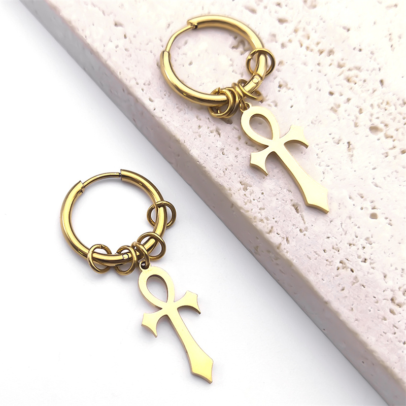 女性のためのエジプトの十字架のお守りイヤリング,e1714s - Women Accessories Egypt のレビューと価格